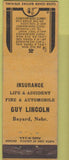Matchbook Cover - Insurance Guy Lincoln Bayard NE