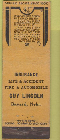 Matchbook Cover - Insurance Guy Lincoln Bayard NE