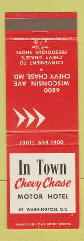 Matchbook Cover - In Town Chevy Chase Motor Hotel Washington DC MD
