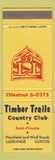 Matchbook Cover - Timber Trails Country Club LaGrange IL