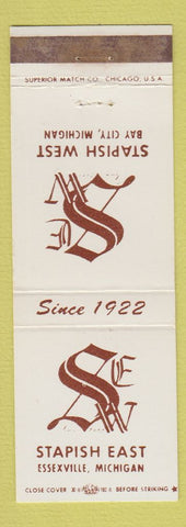 Matchbook Cover - Stapish East Essexville MI Bay City