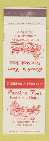 Matchbook Cover - Coach n Four East Steak House Yonkers Larchmont NY WEAR