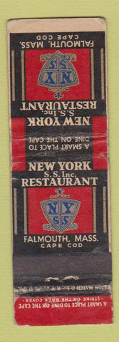 Matchbook Cover - New York SS Restaurant Falmouth MA WORN