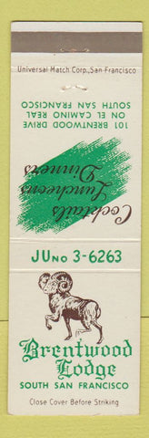 Matchbook Cover - Brentwood Lodge South San Francisco CA