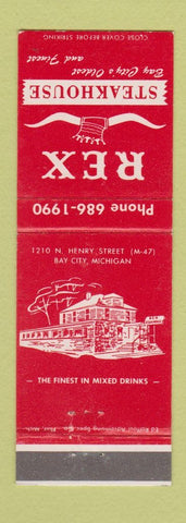 Matchbook Cover - Rex Steakhouse Bay City MI