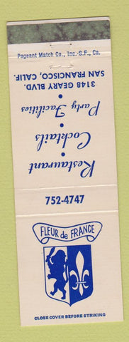 Matchbook Cover - Fleur de France Restaurant San Francisco CA WEAR