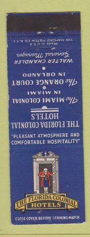 Matchbook Cover - Florida Colonial Hotels Miami Orlando FL