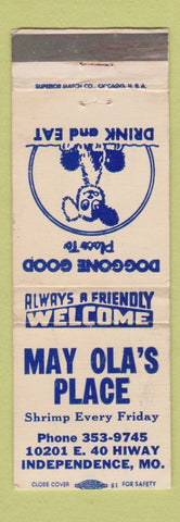 Matchbook Cover - May Ola's Place Restaurant Independence MO