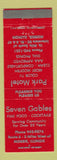 Matchbook Cover - Seven Gables Restaurant Park Motel Morris IL