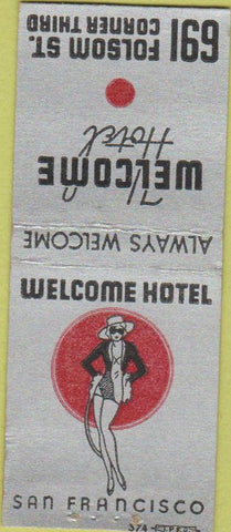 Matchbook Cover - Welcome Hotel San Francisco CA BOBTAIL girlie