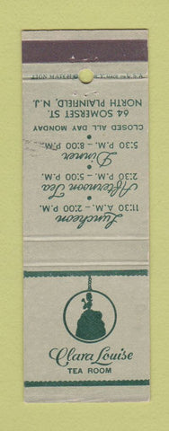 Matchbook Cover - Clara Louise Tea Room North Plainfield NJ
