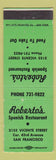Matchbook Cover - Roberto's Spanish Restaurant San Francisco CA