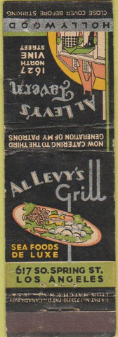 Matchbook Cover - Al Levy's Tavern Hollywood CA feature  WORN