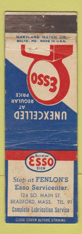 Matchbook Cover - Esso oil gas Fenlon's Bradford MA WEAR