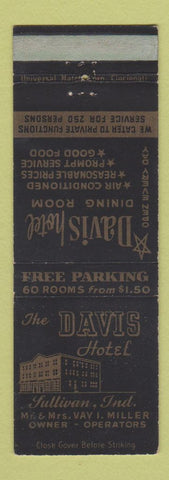 Matchbook Cover - Davis Hotel Sullivan IN
