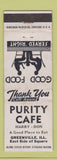 Matchbook Cover - Purity Cafe Greenville IL