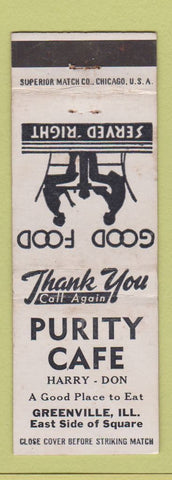 Matchbook Cover - Purity Cafe Greenville IL