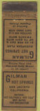 Matchbook Cover - Gilman Hot Springs San Jacinto CA WORN