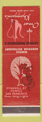 Matchbook Cover - Oma Khayyam's Armenian Restaurant San Francisco CA