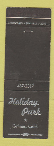 Matchbook Cover - Holiday Park Grimes CA