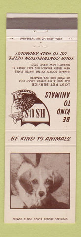 Matchbook Cover - HUSH Lost Pet Service Elizabeth NJ dog