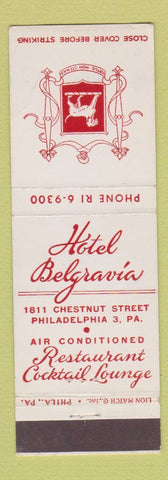 Matchbook Cover - Hotel Belgravia Philadelphia PA