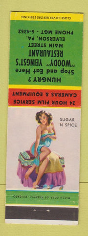 Matchbook Cover - Woody Yeingst's Restaurant Elverson PA pinup