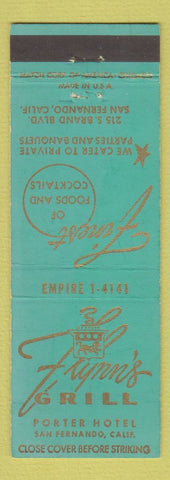 Matchbook Cover - Flynn's Grill Porter Hotel San Fernando CA