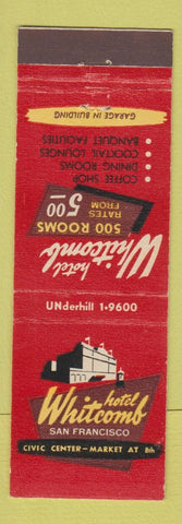 Matchbook Cover - Hotel Whitcomb San Francisco CA