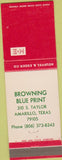 Matchbook Cover - Browning Blue Print Amarillo TX