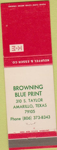Matchbook Cover - Browning Blue Print Amarillo TX