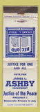 Matchbook Cover - James Ashby Justice of the Peace Election WEAR