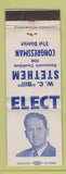 Matchbook Cover - WC Bill Stethem Congress Election CA?