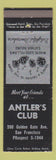 Matchbook Cover - Antler's Club San Francisco CA