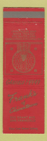 Matchbook Cover - Frank's Restaurant San Francisco CA Chinatown