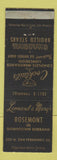 Matchbook Cover - Leonard & Mary's Rosemont Burbank CA restaurant