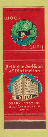 Matchbook Cover - Bellevue Hotel San Francisco CA Hunt Room