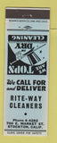 Matchbook Cover - Rite Way Cleaners Stockton CA