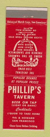 Matchbook Cover - Phillip's Tavern San Francisco CA