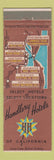 Matchbook Cover - Handlery Hotels CA San Francisco Stockton Oakland Vallejo