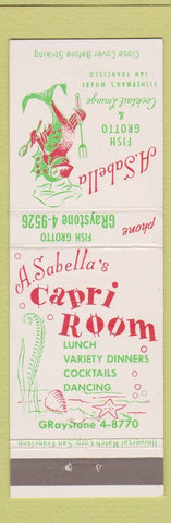 Matchbook Cover - A Sabella Fish Grotto San Francisco CA