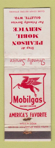 Matchbook Cover - Pearson Mobil oil gas Gillette WY WEAR