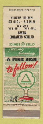 Matchbook Cover - Cities oil gas Marion VA WEAR