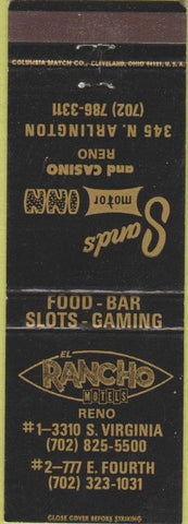 Matchbook Cover - Sands Motor Inn Casino Reno NV