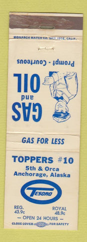 Matchbook Cover - Toppers oil gas Tesoro Anchorage AK WEAR