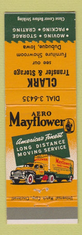 Matchbook Cover - Mayflower Clark Transfer Storage Dubuque IA trucking