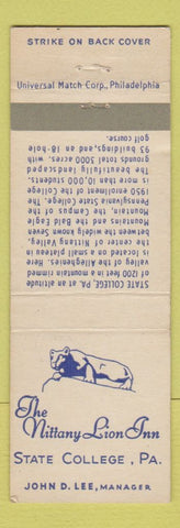 Matchbook Cover - Nittany Lion Inn State College PA