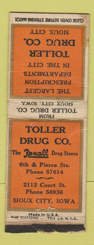 Matchbook Cover - Toller Drug Store Sioux City IA BOBTAIL WEAR