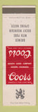 Matchbook Cover - Coors Beer Golden Colorado