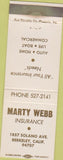 Matchbook Cover - Marty Webb Insurance Berkeley CA